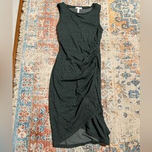 LEith green marled sleeveless tulip hem ruched dress